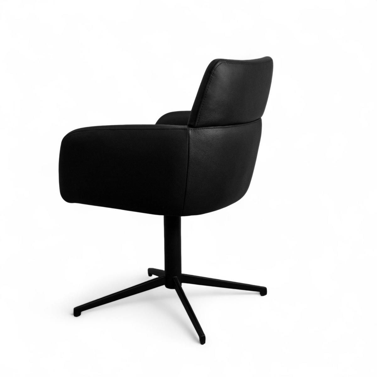 STUHL 1 Stück in Echtleder Schwarz - Schwarz, Leder/Metall (58/83/58cm) - Furnhouse