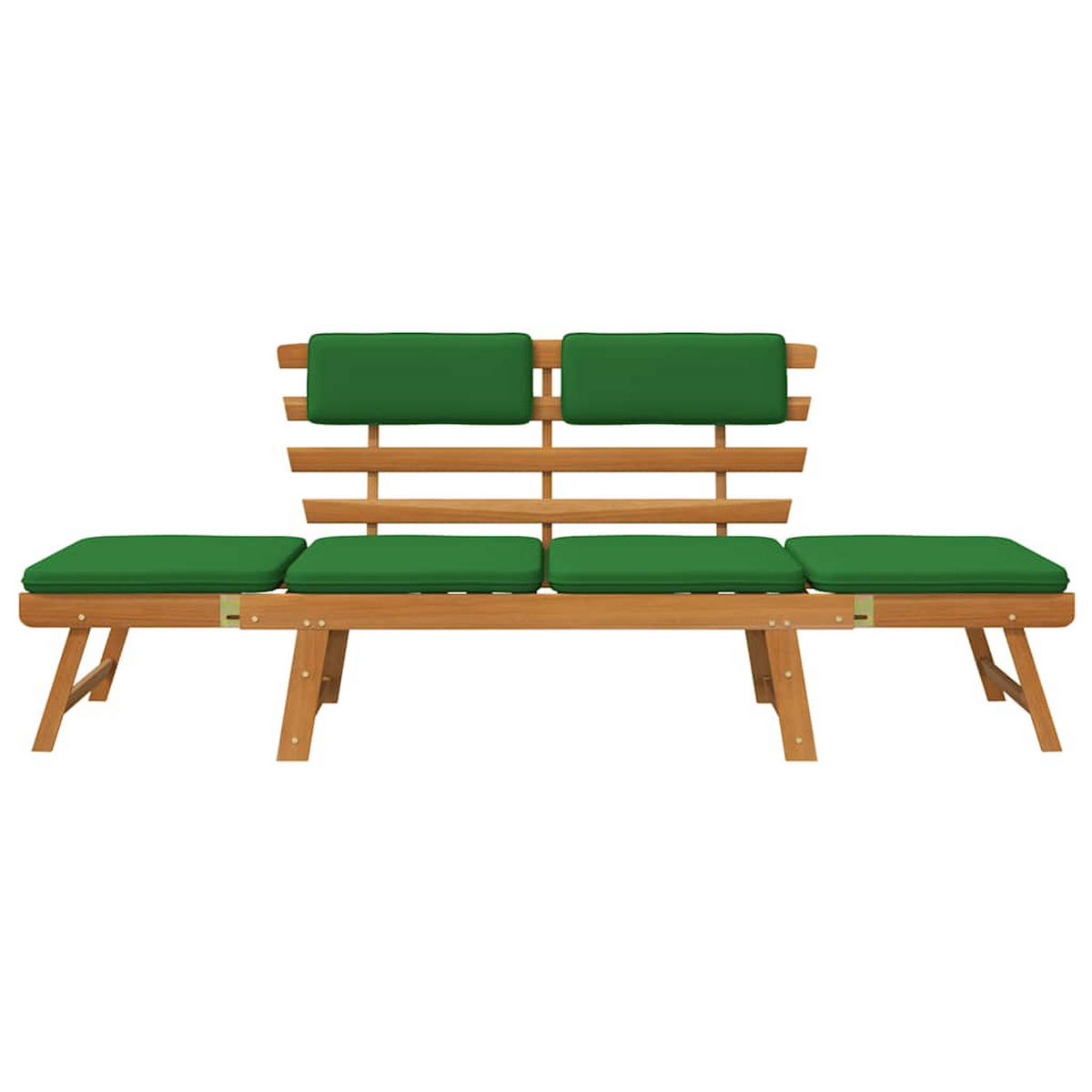 GARTENBANK mit Auflagen 2-in-1 190 cm Massivholz Akazie - Grün, Holz (190/74/68cm) - furnicato