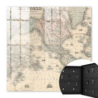 SCHLÜSSELBOX Schwarz 30x30 cm- Türöffnung nach rechts - Weltkarte - Beige, Metall (30/30/5cm) - TULUP