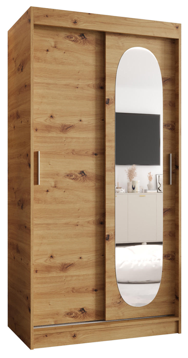 OMARA z drsnimi vrati 200/100/62 2-vratni - srebrne barve/hrast sonoma, umetna masa/les (100/200/62cm) - MÖBEL KRYSPOL