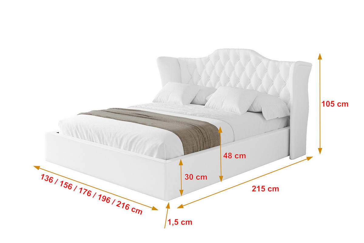POLSTERBETT mit Bettkasten und Lattenrost, Bett mit Matratze H3/H4 - ZORAN 180x200 Weiß Kunstleder - Weiß Hochglanz, Holzwerkstoff/Textil (180/200cm) - ALTDECOR