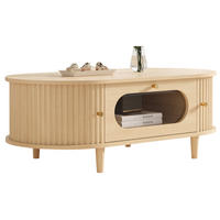 COUCHTISCH mit Schublade und Rolltüren 100 x 50 x 36 cm MDF Holzfarbe - Braun, Holz (100/50/36cm) - Meubliv