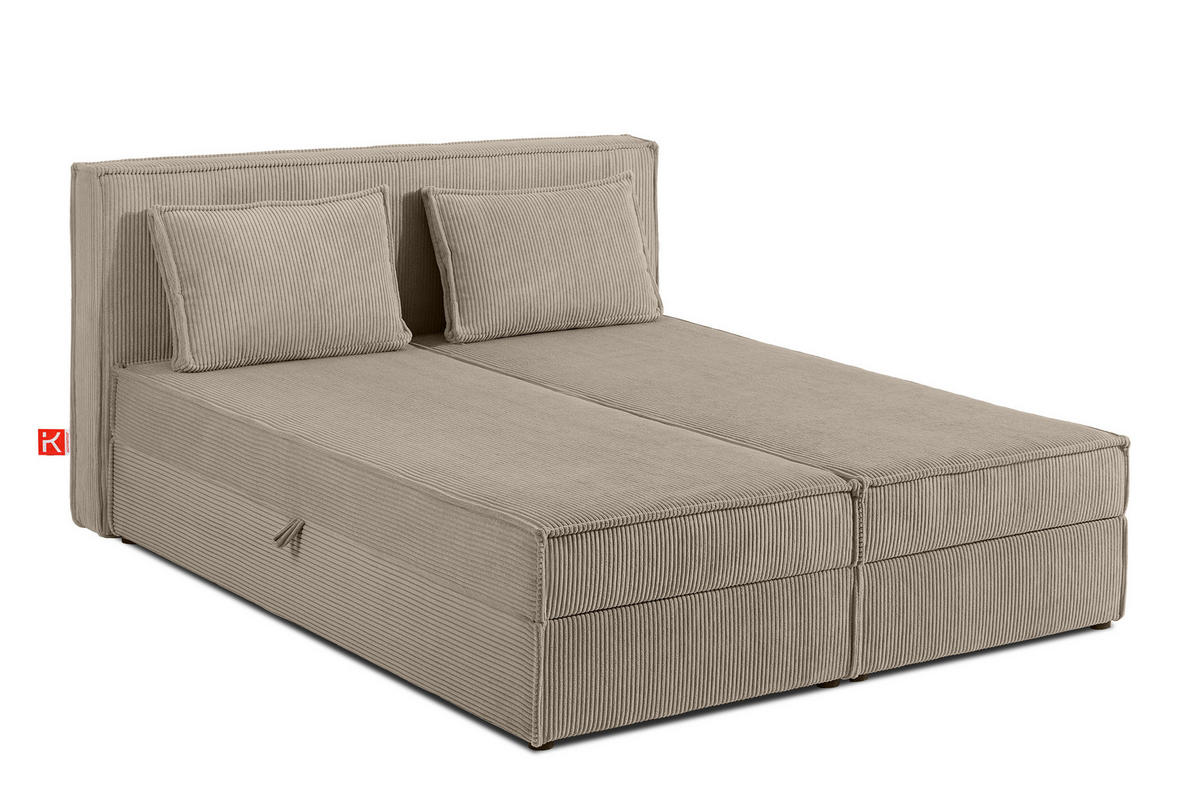 BOXSPRINGBETT ROTI mit Stauraum, beige - Beige/Schwarz, Holz/Holzwerkstoff (160/200cm) - KONSIMO®