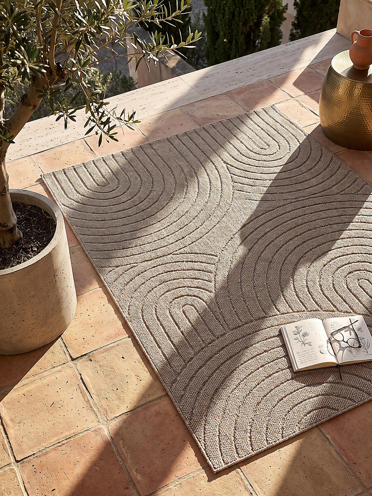 FLACHWEBTEPPICH Geometrisch TOCE Polypropylen Natur 240 x 340 cm - Beige, Textil (240/340cm) - KADIMA DESIGN