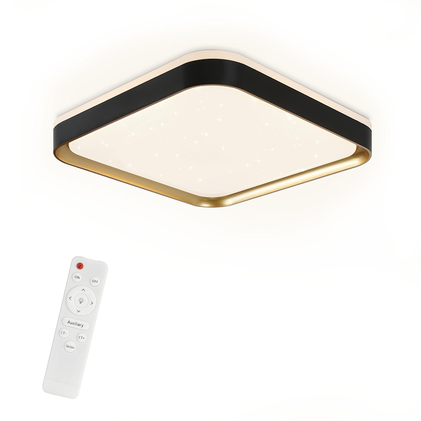 LED stropní světlo Zara 40/40/7 cm - černá, plast (40/40/7cm) - Nettlife