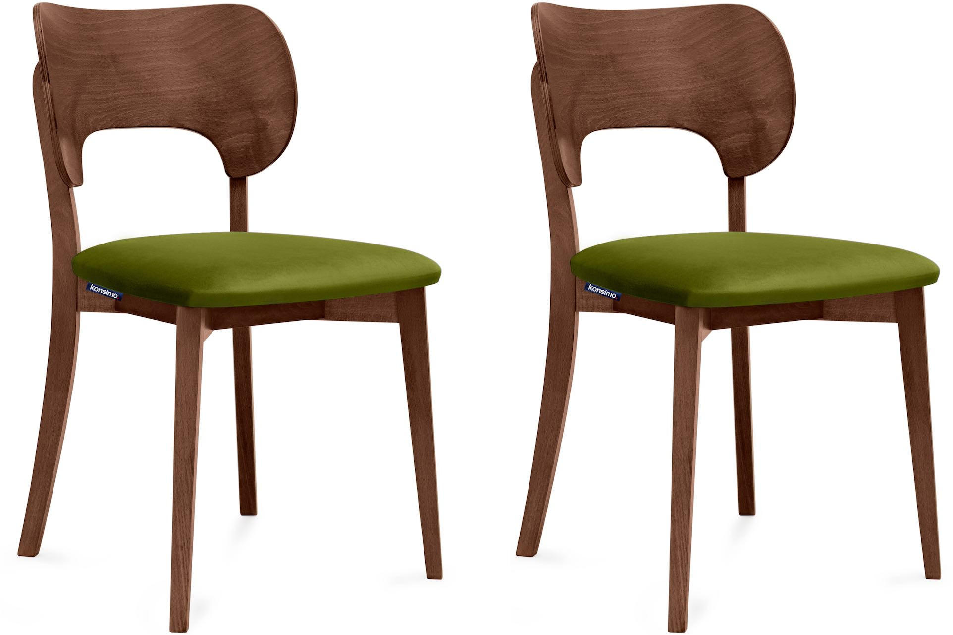 ESSZIMMERSTÜHLE LYCO (2er-Set), oliv / Walnuss dunkel - Walnussfarben/Olivgrün, Holz/Buchenholz (47/81/45cm) - KONSIMO®