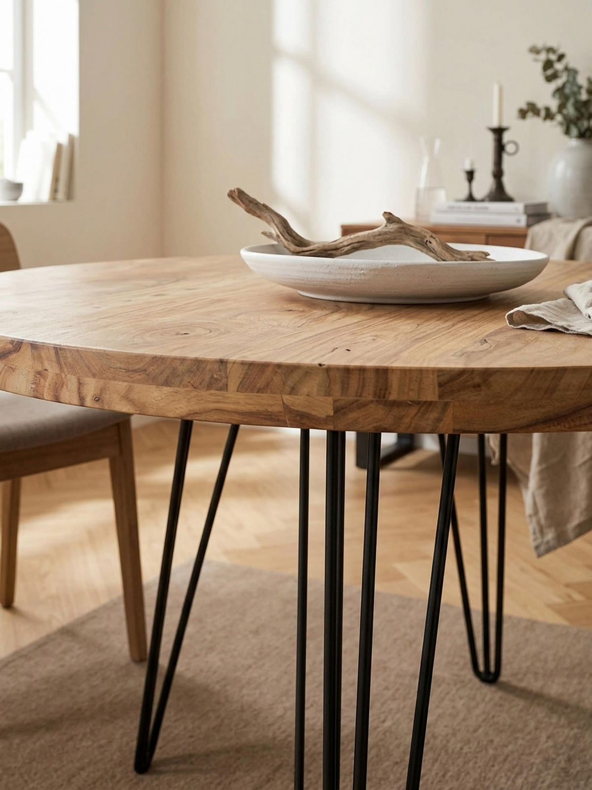ESSZIMMERTISCH – Rund Massivholz 120 cm Landhausstil - Schwarz/Braun, Holz/Metall (73/120/78cm) - KADIMA DESIGN