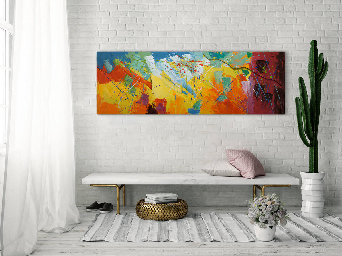 METALLBILD Bunt 144/44 cm - Multicolor, Metall (6.9/44cm) - KUNSTLOFT
