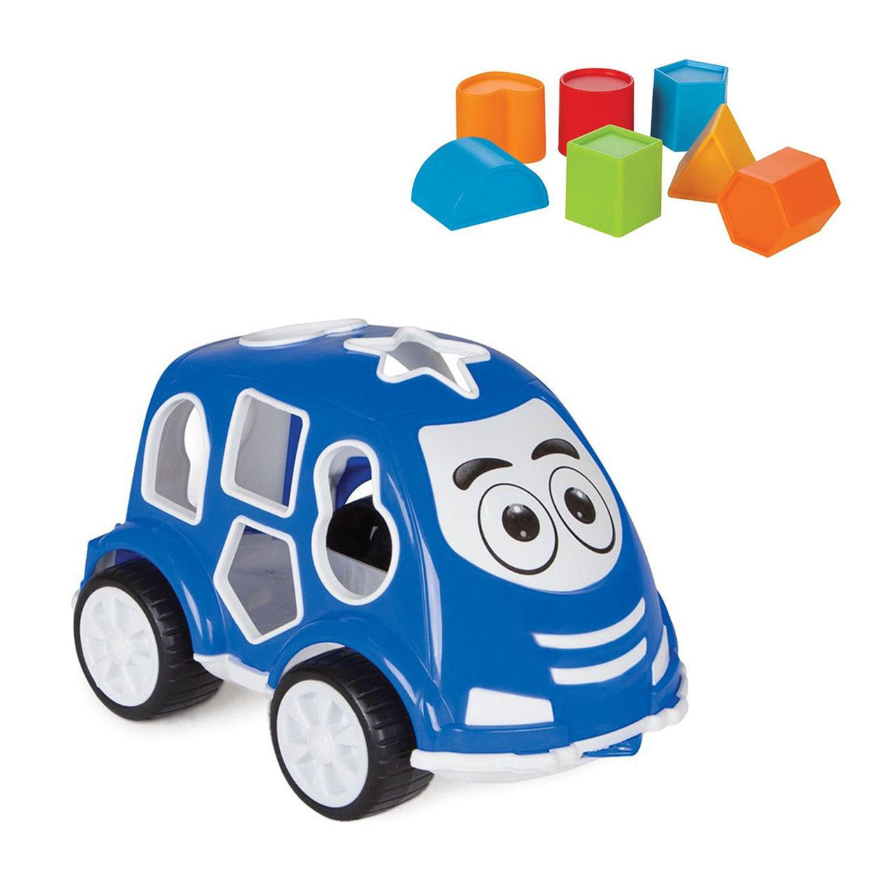 SORTIERSPIEL Steckspiel Auto 03187 blau verschiedene Formen und Farben, Fahrzeugform, ab 1 Jahr, Steckbox - Blau, Kunststoff (12/21/13cm) - Pilsan