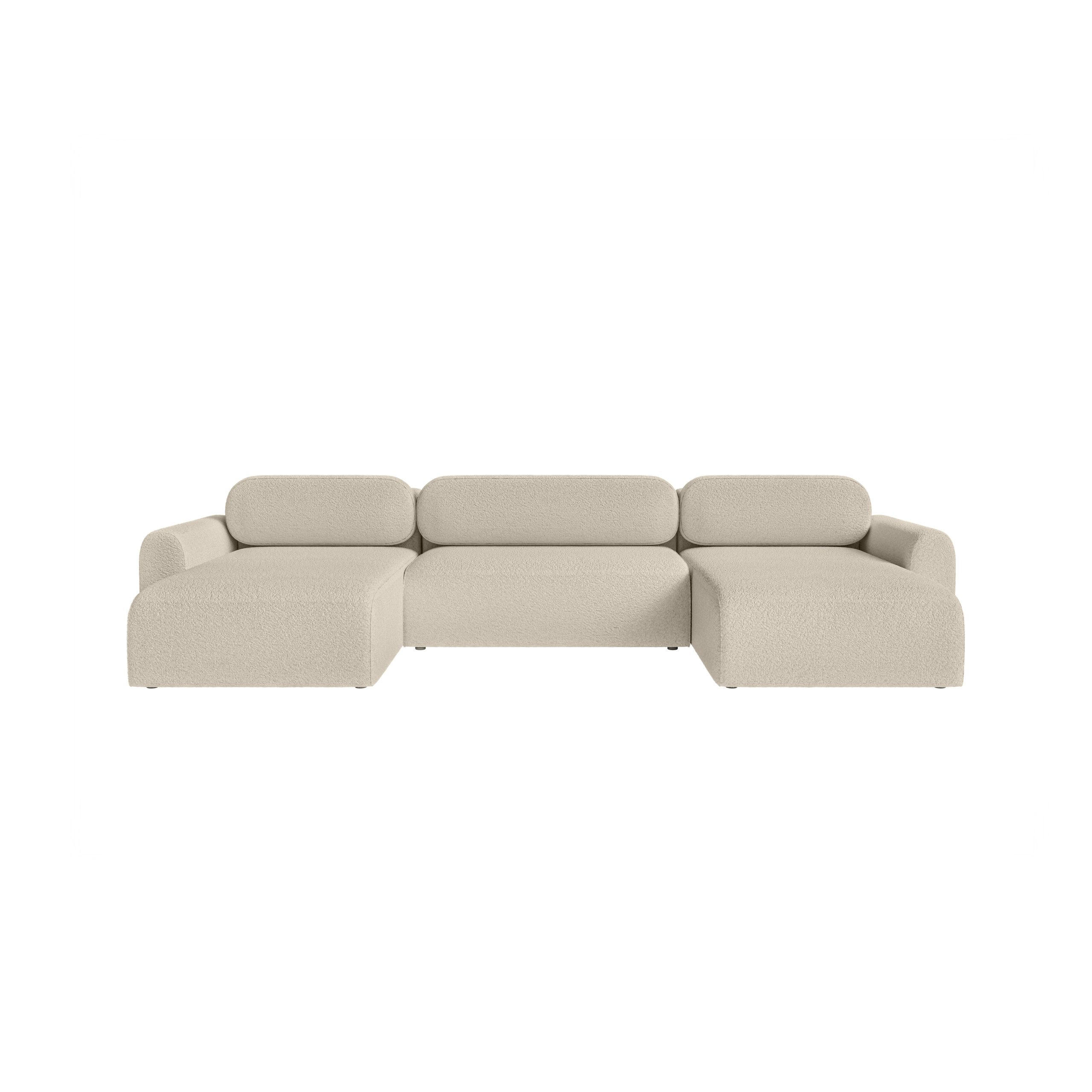 WOHNLANDSCHAFT Lome U mit Schlaffunktion, Beige - Beige, Textil (386/70/185cm) - Fedve