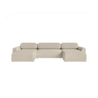 WOHNLANDSCHAFT Lome U mit Schlaffunktion, Beige - Beige, Textil (386/70/185cm) - Fedve