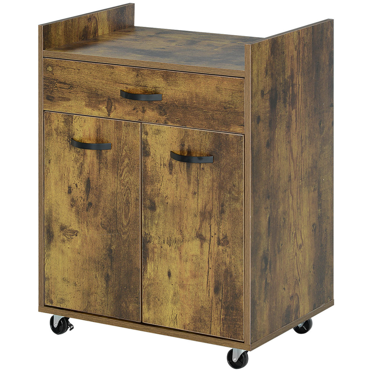 KÜCHENWAGEN, Wagen mit Schublade und 4 Rädern, 60 x 40 x 77 cm, Rustikal Braun - Multicolor, Metall (60/77/40cm) - FORIOUS