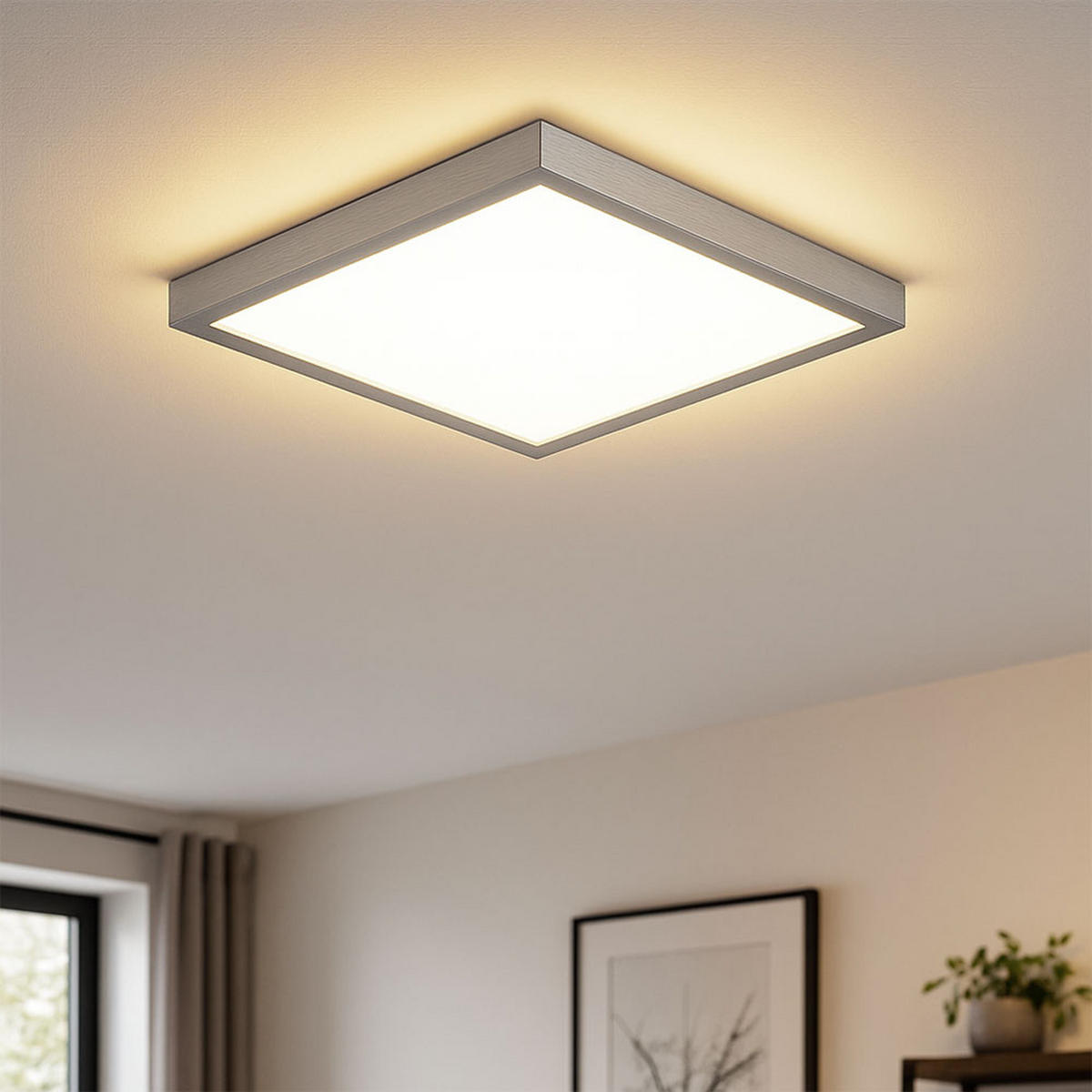 LED DECKENLEUCHTE Aluminium Silber - Silberfarben, Metall (42.2/42.2/4cm) - Briloner