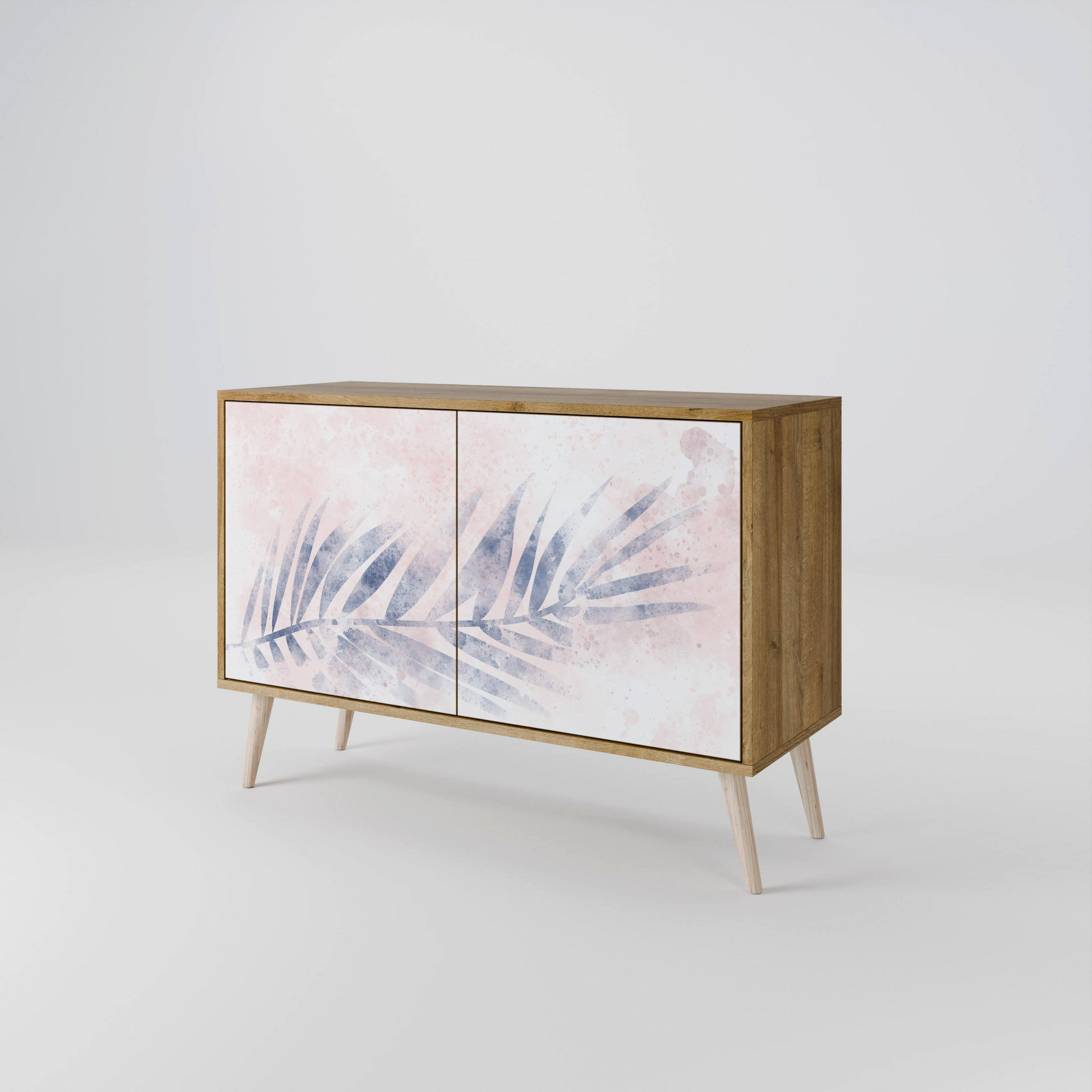 SIDEBOARD TIMELESS FLOAT, Eicheneffekt, 111x42x77,5 cm, 2 Türen - Eichefarben/Buchefarben, Holzwerkstoff/Buchenholz (111/77.5/42cm) - SpaceRebels