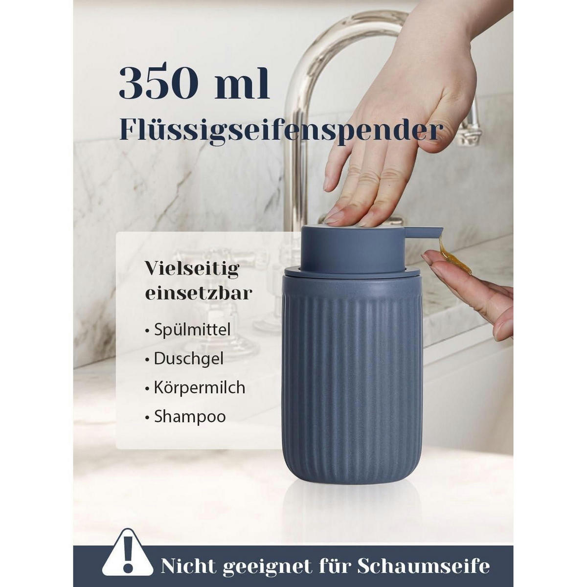 BADEZIMMER Set 4-teilig Keramik Blau - Blau, Keramik (9/14.5/14.5cm)