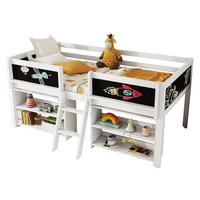 HOCHBETT Kinderbett 90/200 cm aus Kiefernholz und MDF mit Regalfächern und Zeichentafel Weiß - Weiß, Holz (90/200cm) - Modenvie