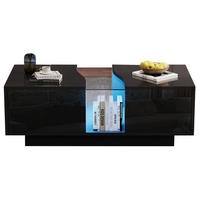 COUCHTISCH 100/50/35 cm mit LED-Beleuchtung, 2 Schubladen und Acrylplatte aus MDF, Schwarz - Schwarz, Holzwerkstoff (100/50/35cm) - Redom