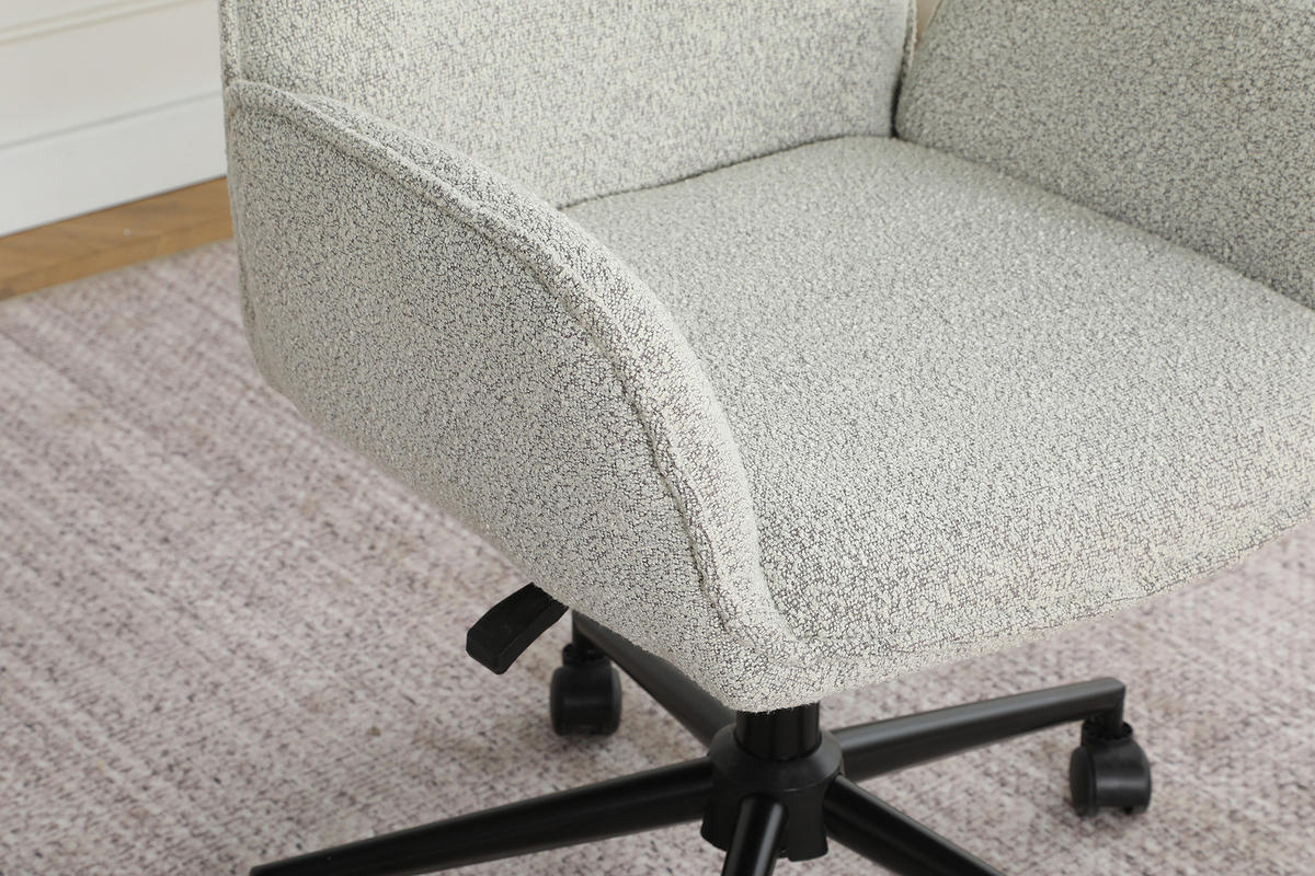 BÜRODREHSTUHL - Bouclé / Eisen - Greige/Schwarz, Textil/Metall (57/81/62cm) - home24