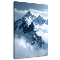 LEINWANDBILD Schneebedeckte Berggipfel Panorama 80x120cm - Blau, Textil (80/120cm) - Feeby