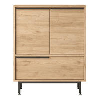 MEHRZWECKSCHRANK Vesanto - Eichefarben/Schwarz, Holzwerkstoff/Metall (75/90.5/35.5cm) - [en.casa]