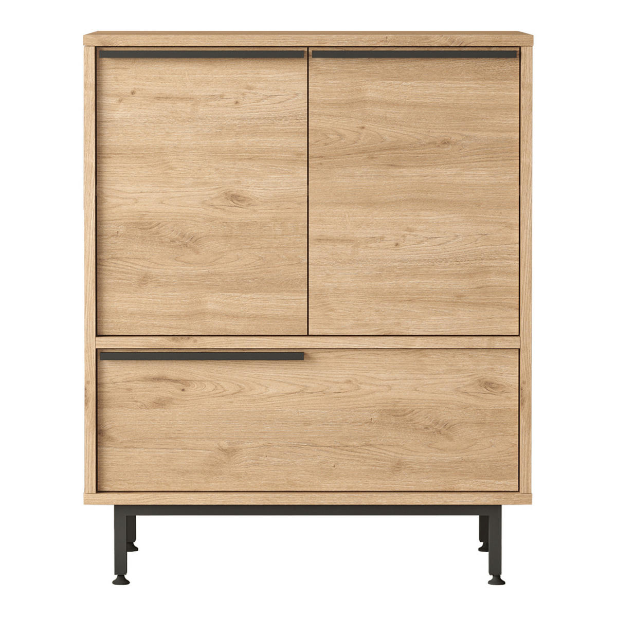 MEHRZWECKSCHRANK Vesanto - Eichefarben/Schwarz, Holzwerkstoff/Metall (75/90.5/35.5cm) - [en.casa]