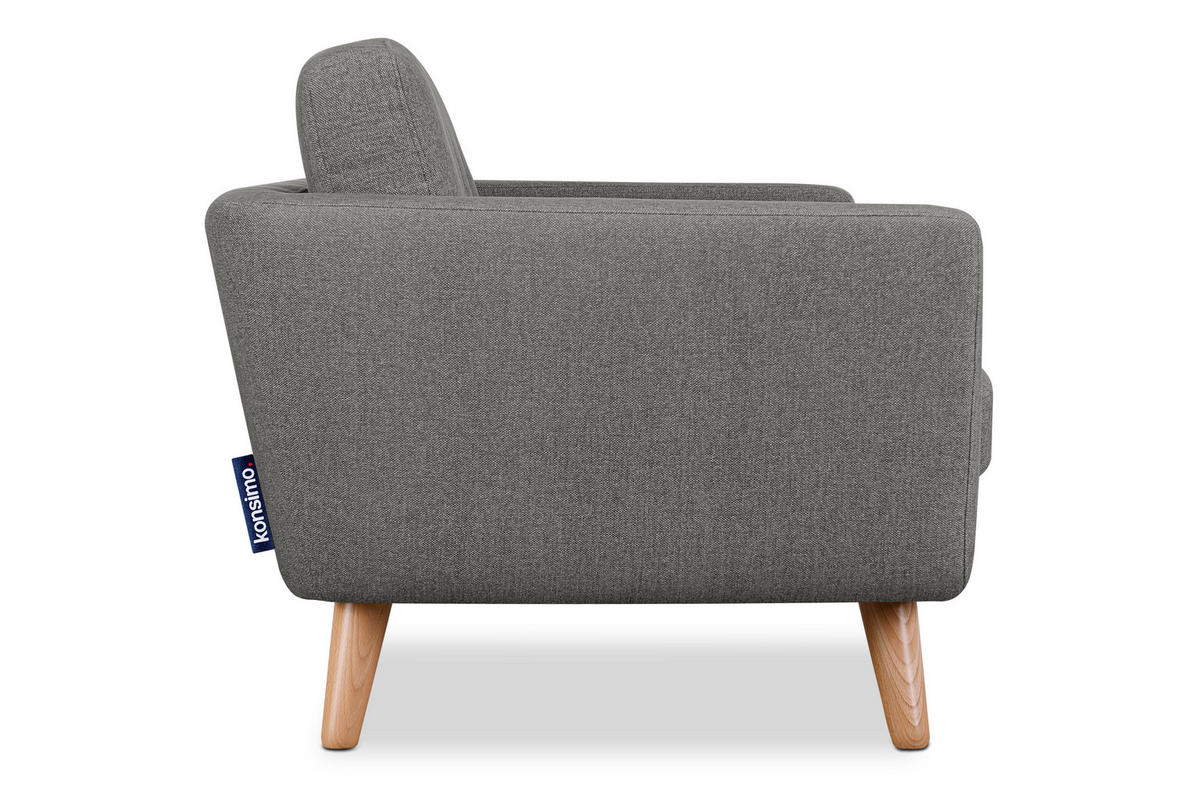 2-SITZER-SOFA TAGIO II mit Armlehnen, Aschgrau - Grau, Textil (88/80/153cm) - KONSIMO®