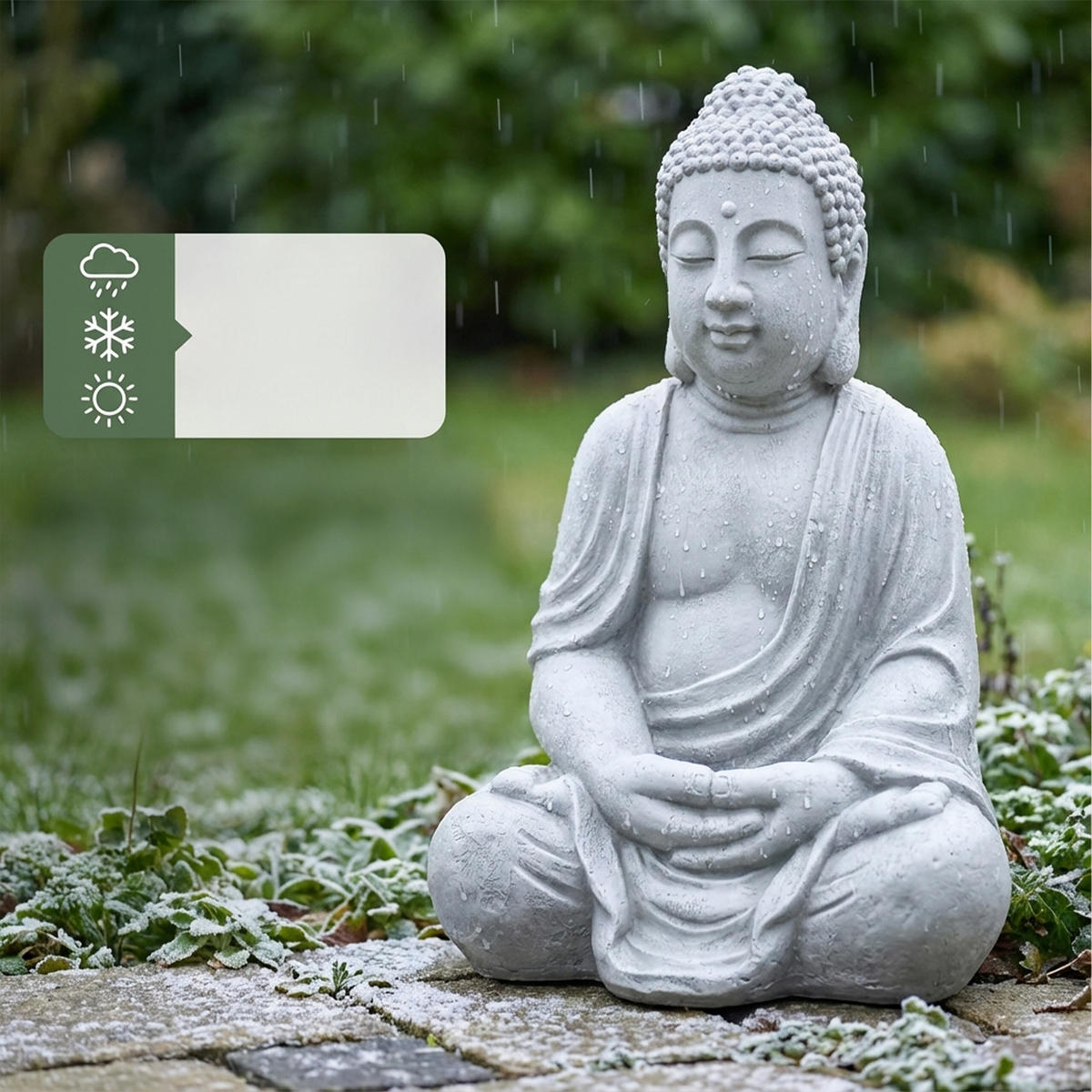 BUDDHA Figur - Grau, Kunststoff (49/71/34cm) - Relaxdays