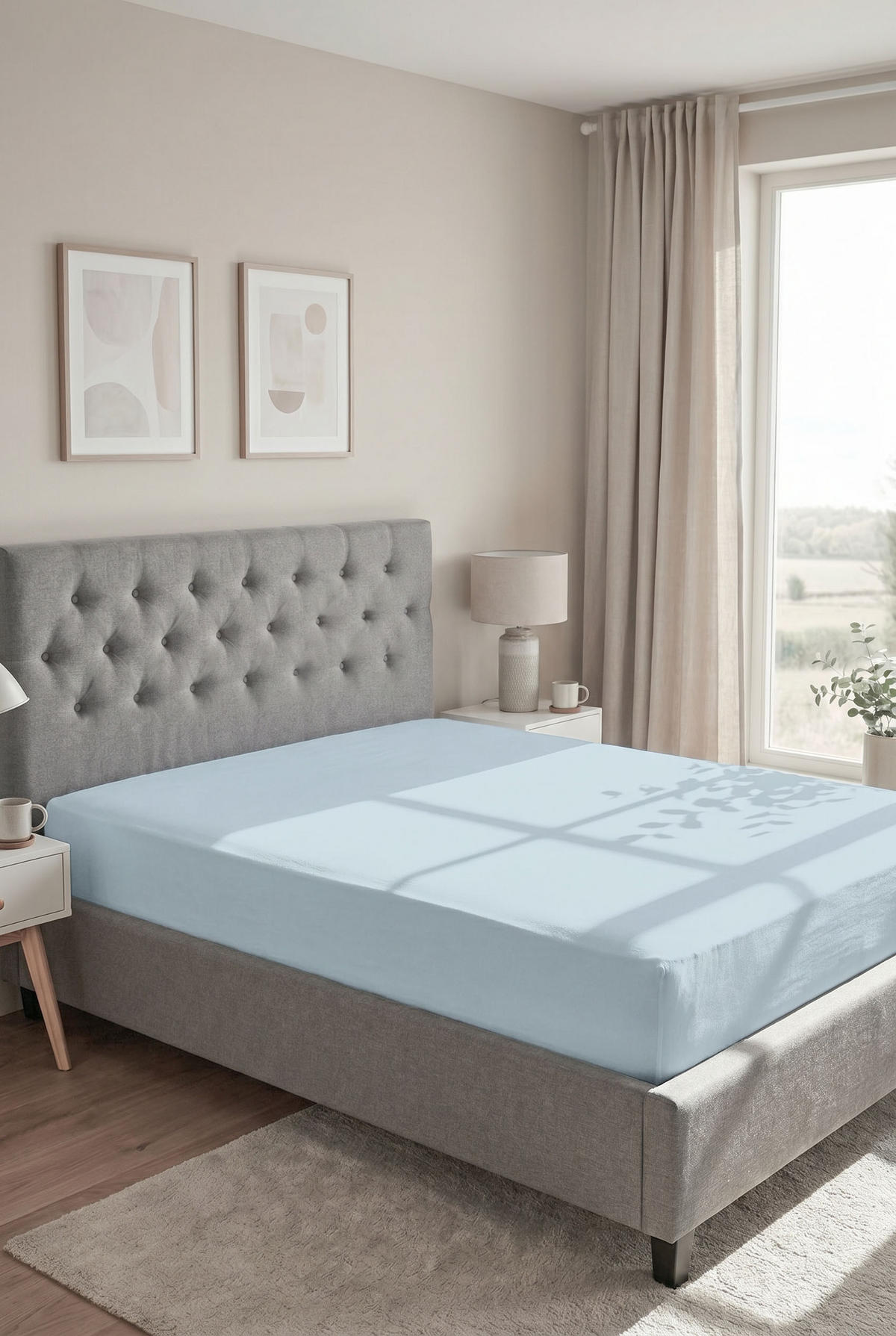 SPANNBETTTUCH Basic Jersey hellblau, 90x190 cm - 100x200 cm - Hellblau, Textil (100/200cm) - biberna Sleep & Protect