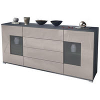 SIDEBOARD Grömitz Sandgrau Hochglanz - Sandfarben, Holzwerkstoff (166.5/75.5/35cm) - Vladon