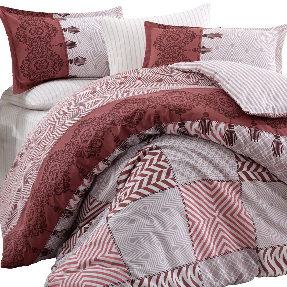 BETTWÄSCHE 5-teilig 200/200 cm EYLÜL - Bordeaux, Textil (200/200cm) - ROLFNERS