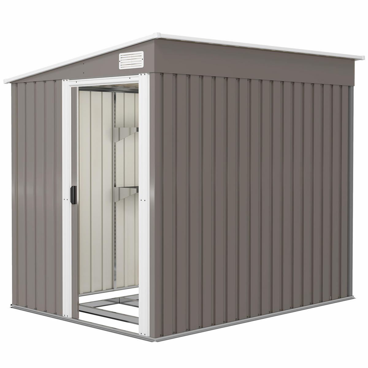 GERÄTEHAUS DE-08129 mit Pultdach & Schiebetür - Hellgrau, Metall (206.5/181/154cm) - ComfortXL