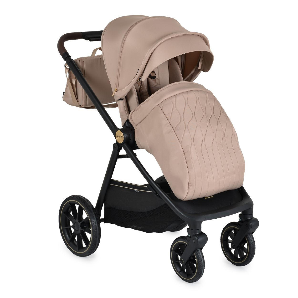 KOMBIKINDERWAGEN 2 in 1 Celebrity beige Stoßdämpfer PU-Rollen Wickeltasche - Beige, Metall (96/60/100cm) - Cangaroo