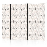 PARAVÁN Jednostranný 5-dielny 225x172 cm Kvety a Bylinky - béžová, drevo/textil (225/172/3cm) - Muralo