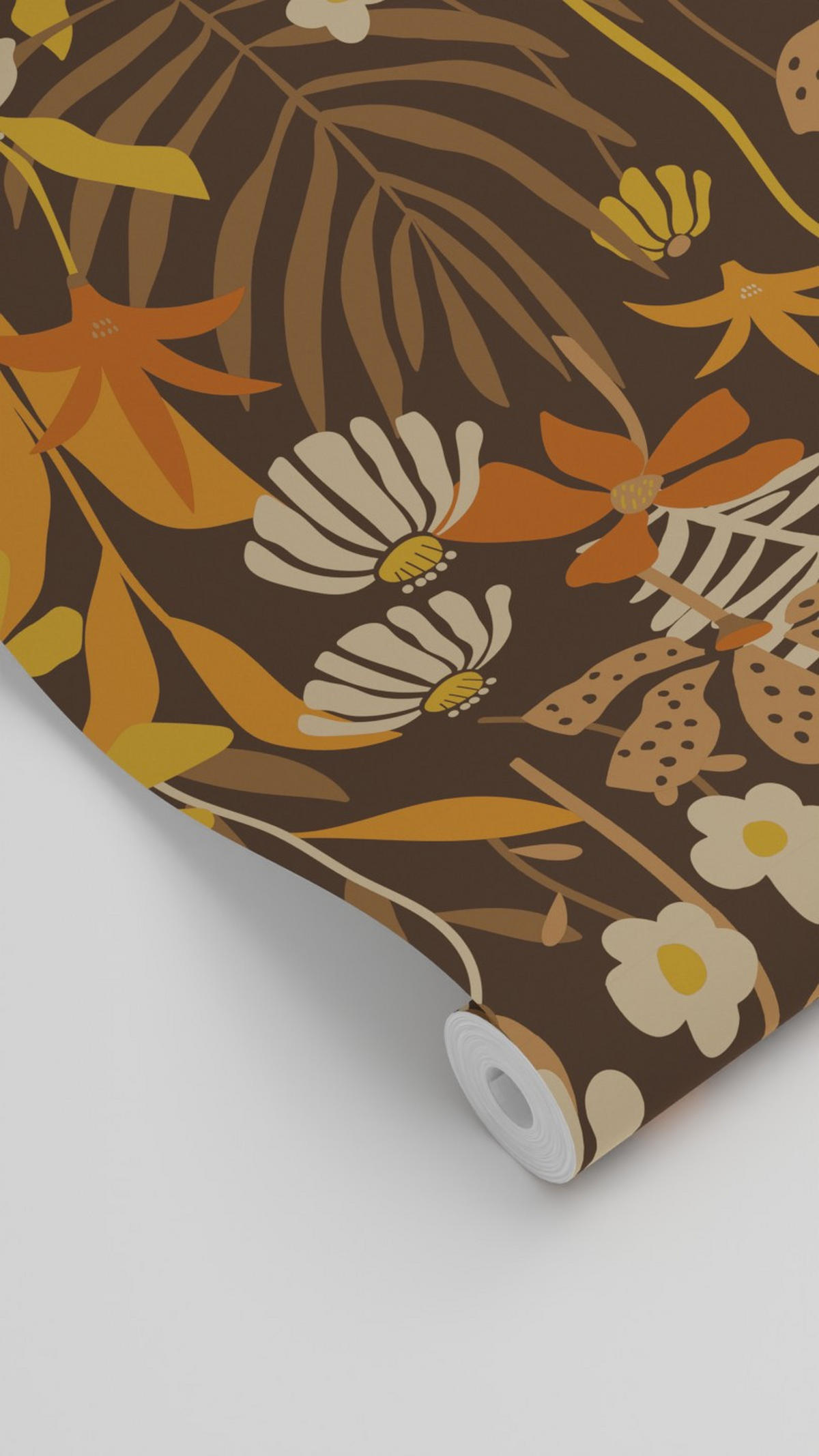 TAPETE tropische Blätter und Blüten 50 x 900 cm - Braun, Papier (50/900cm) - ESTAhome