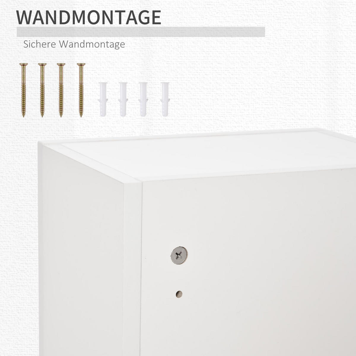 MEDIZINSCHRANK mit verstellbarer Ablage, abschließbar, für Badezimmer, Weiß - Weiß, Glas (20/70/30cm) - Kleankin