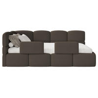 JUGENDBETT Cloudy links mit Matratze und Rausfallschutz Bouclé Braun - Braun, Kunststoff/Textil (90/200cm) - Selsey