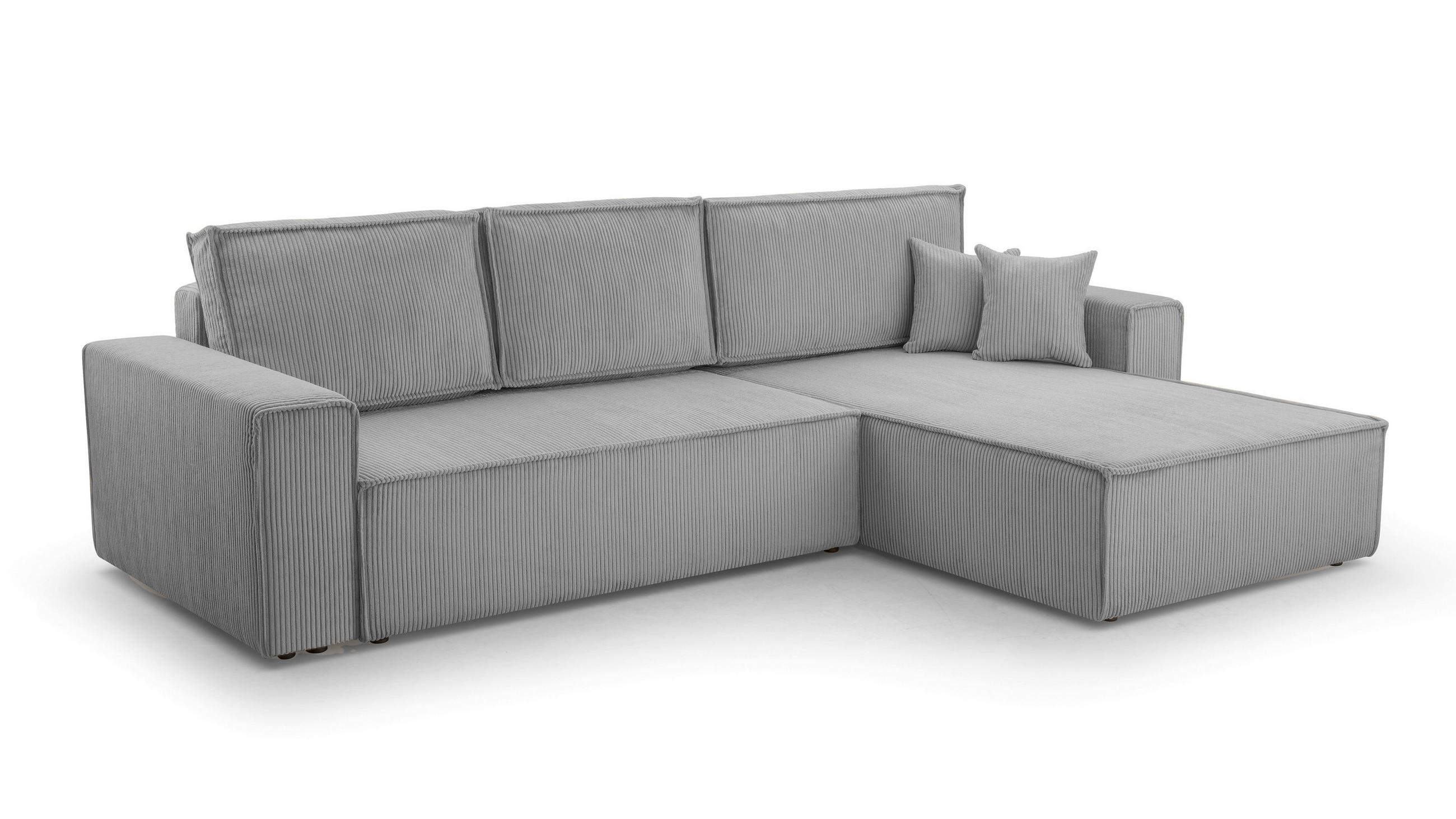 ECKSOFA L Form Cedria Hellgrau 287/145/85 cm mit Schlaffunktion - Hellgrau/Schwarz, Kunststoff/Textil (287/145cm) - AX Living