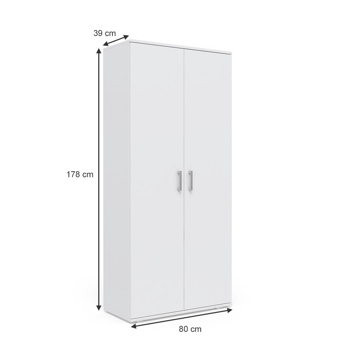 SCHUHSCHRANK Torge Weiß 80 x 178 cm - Weiß, Holzwerkstoff (80/178/39cm) - Vicco