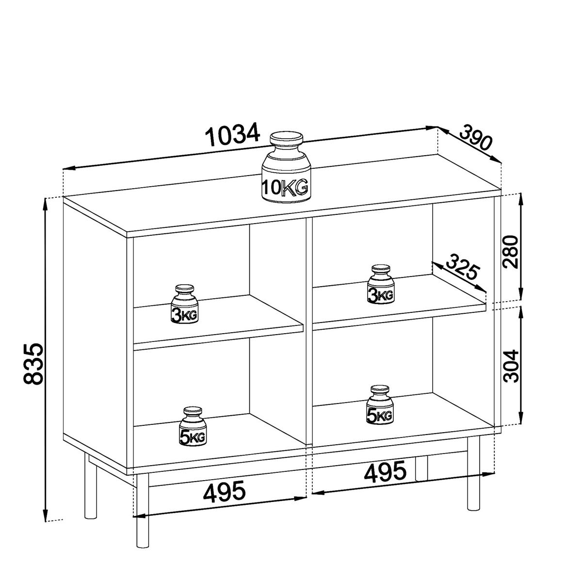 SIDEBOARD DIEPPE KOM1-2D Fräste Fronten, Kaschmir - Kaschmir, Holz/Holzwerkstoff (104/83/39cm) - Komodee