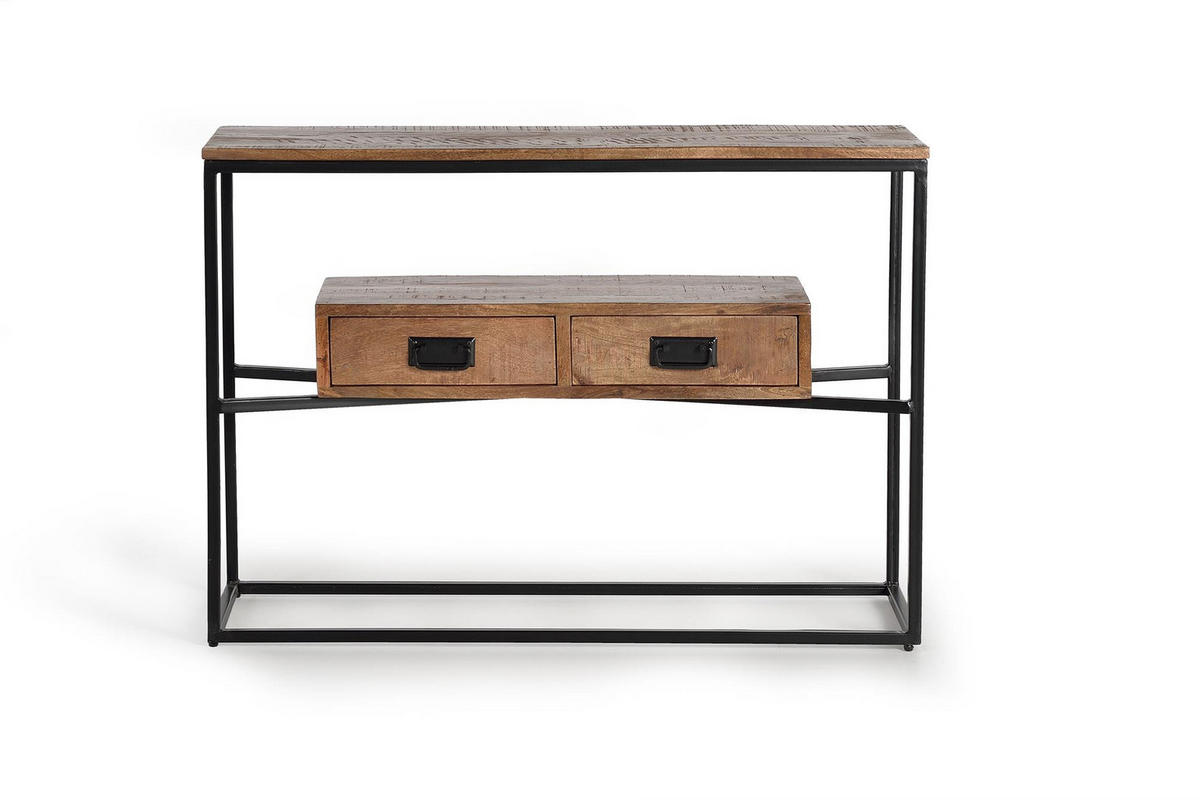 KONSOLE im Industriestil aus Mangoholz und Metallelementen - Braun, Holz (110/78/35cm) - Giner y Colomer