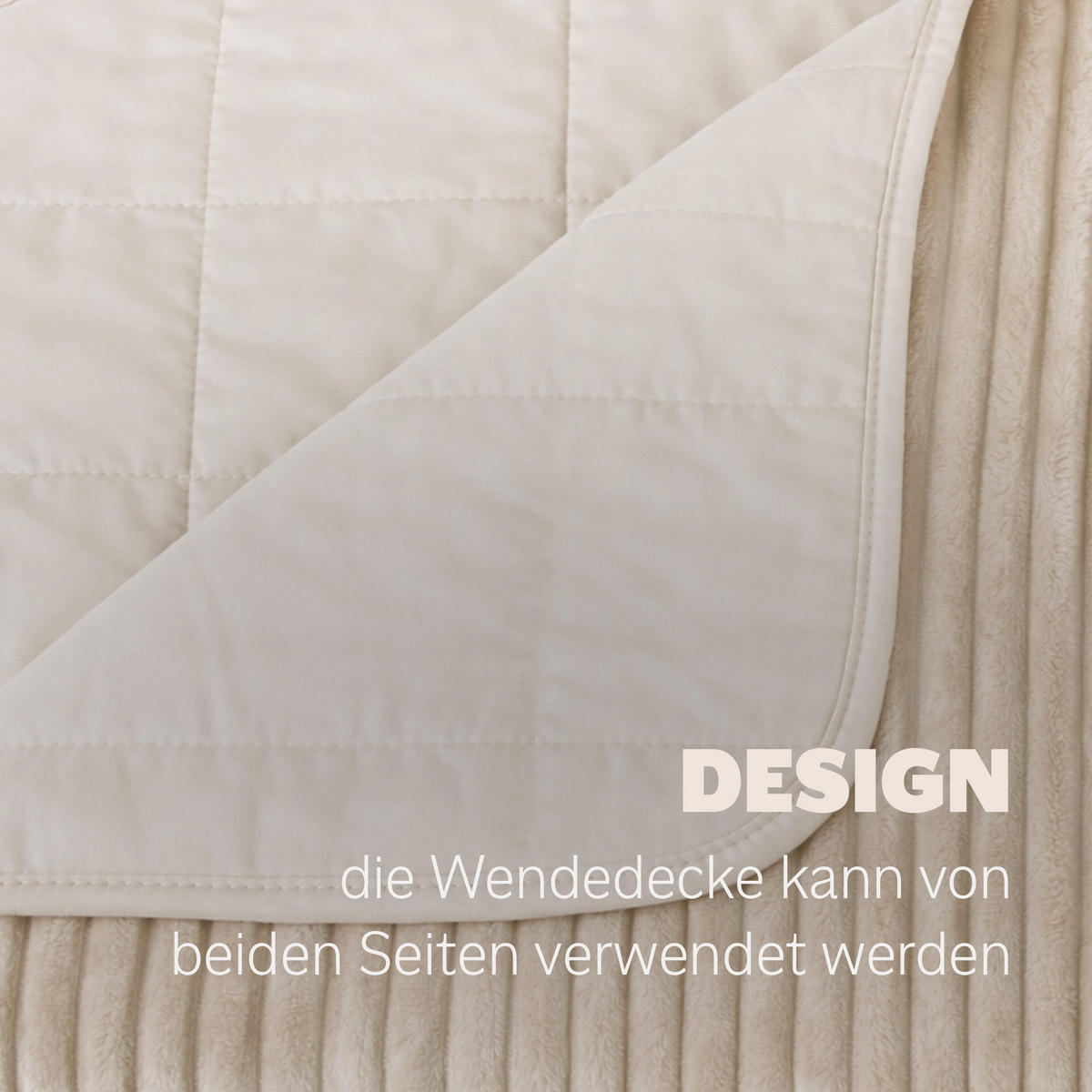 TAGESDECKE Wende-Design 200x220cm Sandbeige - Creme, Kunststoff/Textil (220/200cm)