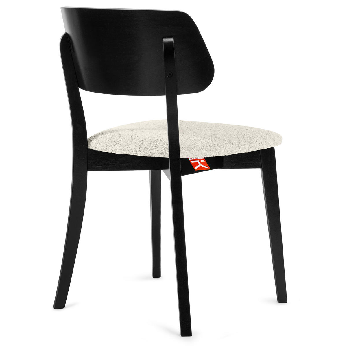 HOLZSTUHL VINIS Esszimmerstuhl, 2-er Set, Bouclé - Schwarz/Weiß, Holz/Textil (47/80.5/45cm) - KONSIMO®