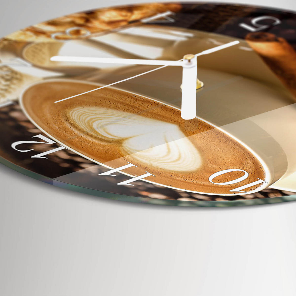 WANDUHR fi30 cm - Kaffeeherz - Braun, Glas (30/30/0.4cm) - TULUP