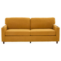 ZWEISITZER Sofa Chenille mit USB-Anschluss und LED Getränkehalter 203/77,5/86 cm Gelb - Gelb, Textil (77.5/86/203cm) - Redom