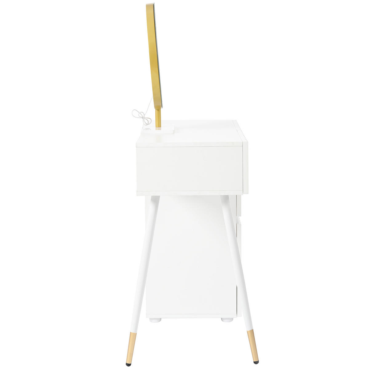 SCHMINKTISCH 100/40/127 cm Weiß mit LED-Beleuchtung und 5 Schubladen - Weiß, Holzwerkstoff (40/127/135cm) - OKWISH