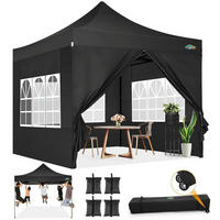 FALTPAVILLON 3x3m Schwarz mit Seitenteilen - Schwarz, Metall (300/328/300cm)