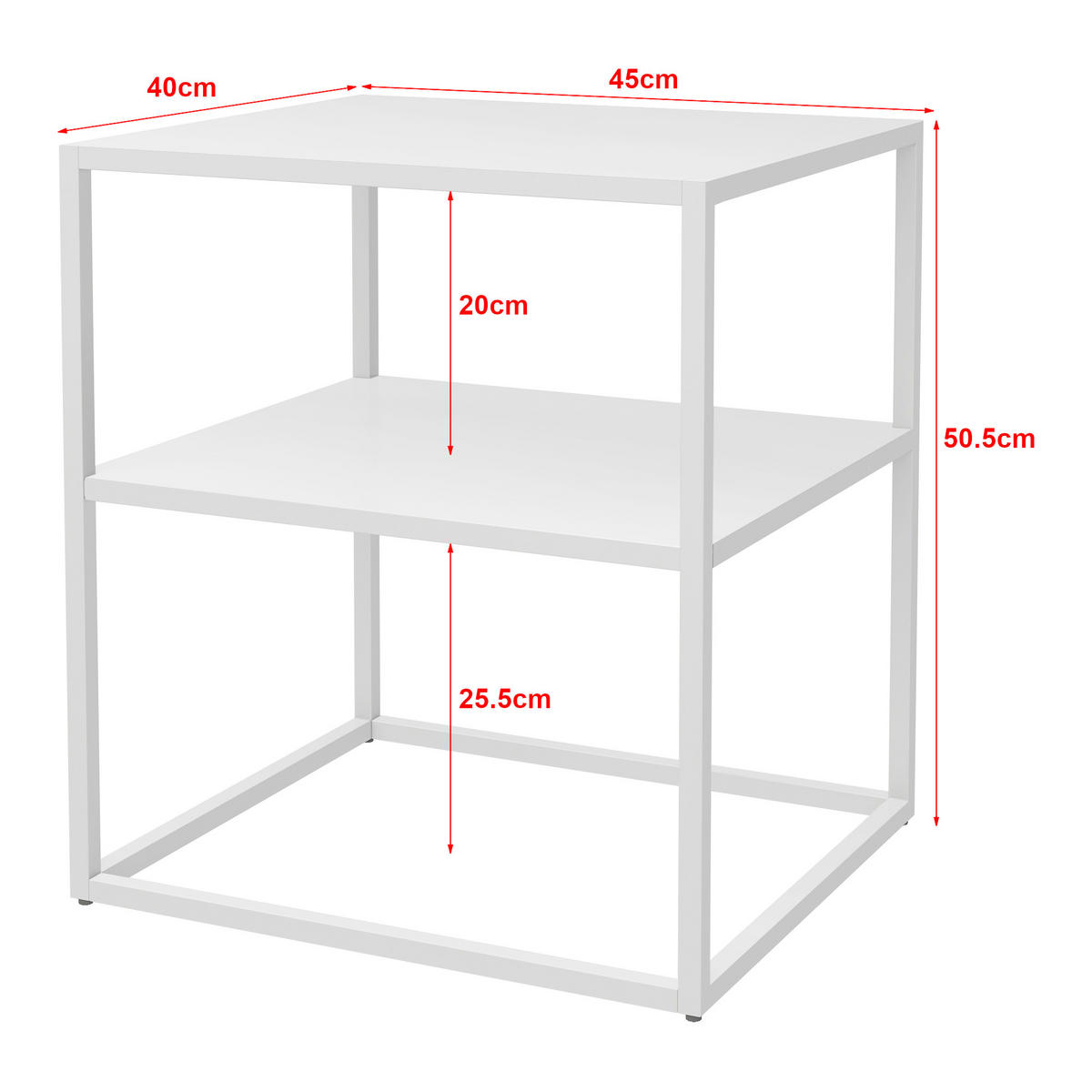 BEISTELLTISCH Raahe - Weiß, Metall (40/45/50cm) - [en.casa]