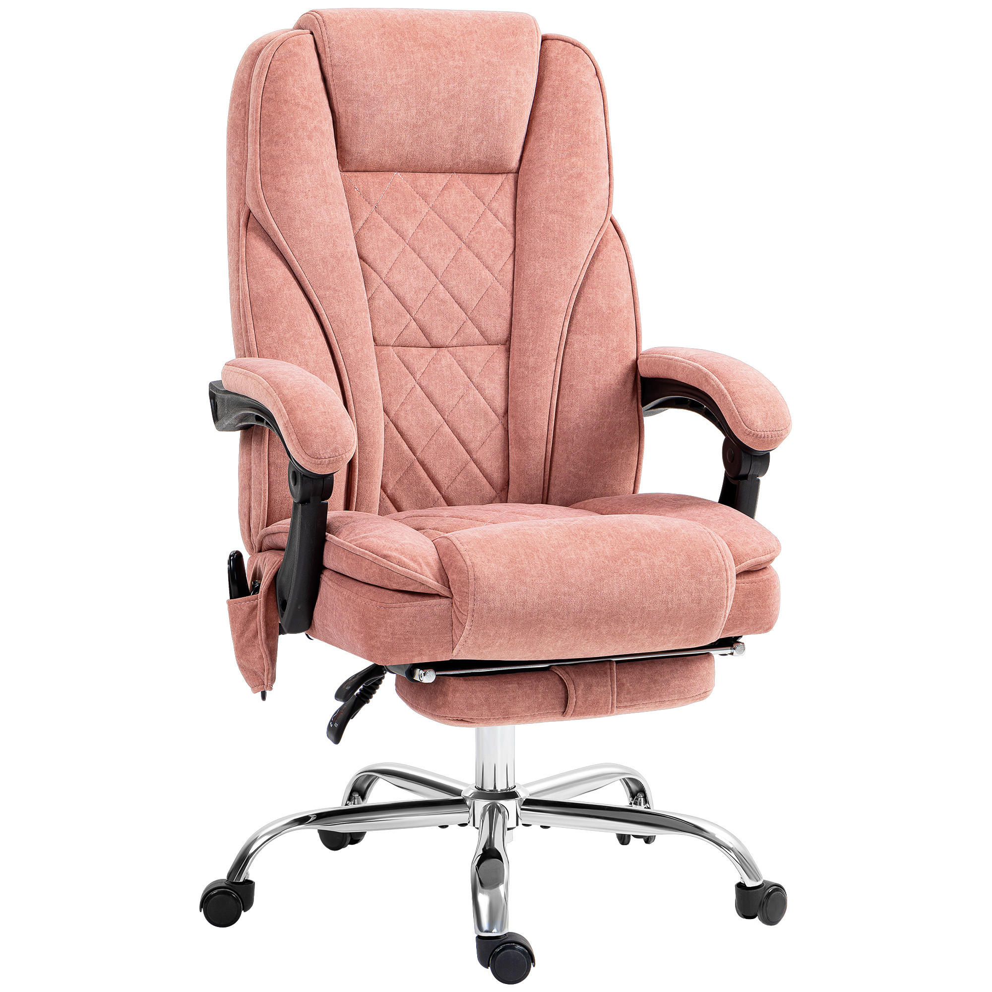 BÜROSTUHL mit Massagefunktion Polyester Stahl Rosa - Rosa, Metall (67/119/72cm) - Vinsetto