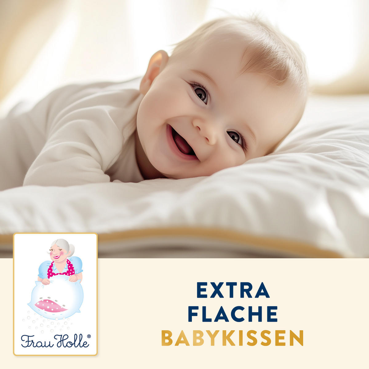 BABYKOPFKISSEN BABY Gänsedaunen leicht - Weiß, Naturmaterialien/Textil (35/40cm) - Frau Holle