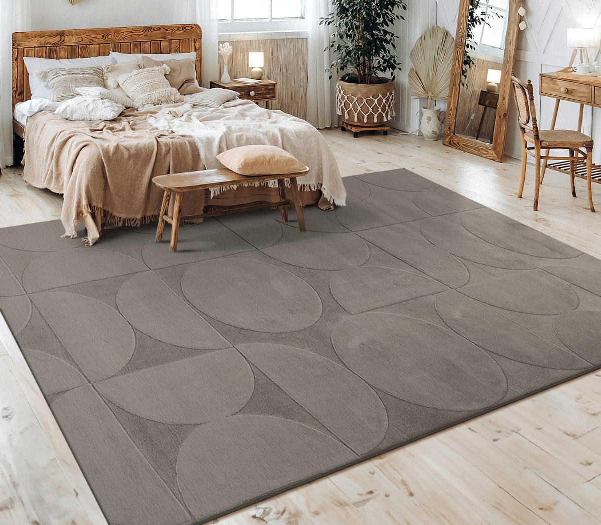 TEPPICH Kurzflor waschbar Unifarben Struktur Wohnzimmer schmutzabweisend Grau Rechteckig 120x160 - Grau, Textil (120/160cm) - KADIMA DESIGN